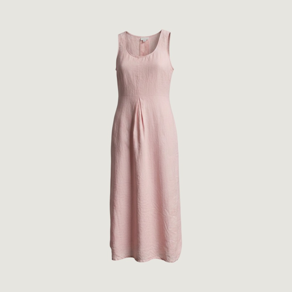 J.Jill Love Linen Pink Sleeveless Maxi Dress XS Petite Scoop Neck Pleated